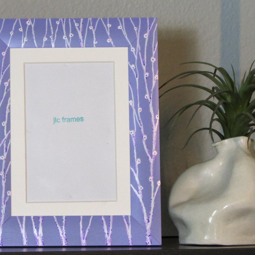 NWT Hand Painted Lilac Flowering Trees 5 x 7 Picture Frame